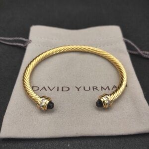 David Yurman 5MM gold bracelet with purple diamonds